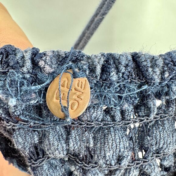 FREE PEOPLE Adella Blue Lacy Spaghetti Strap Mini Slip Dress Size L Large - Picture 8 of 10